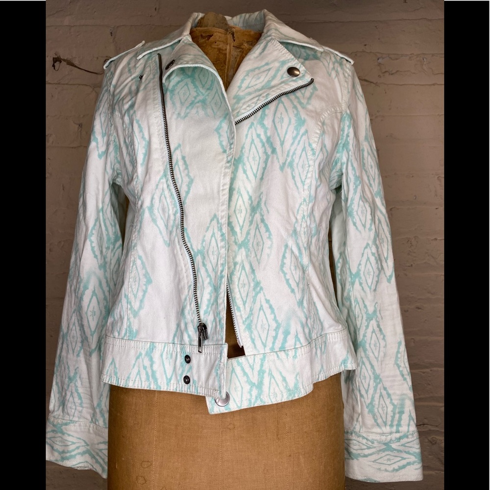 Mint Paisley Moto Zipper Jacket- JR XL